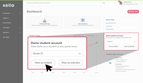 educator dashboard, under My Demo Student Account, cursor clicking View As Student